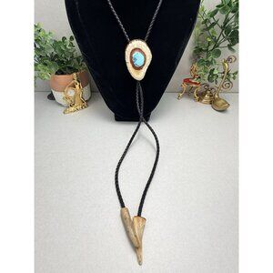 Rare Western Bolo Tie Turquoise Center Rustic Unique 36” Cowboy